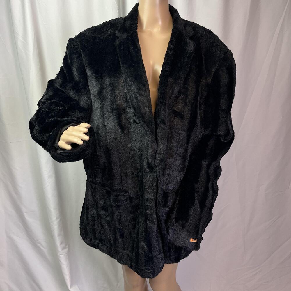 Steven Land Coat Mens 3XL Black Faux Fur Fleece Nikko Overcoat Winter Jacket